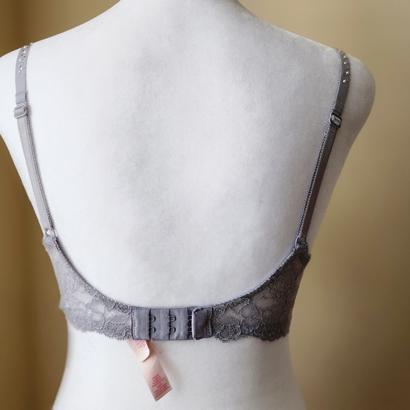Victoria secret dream angel push up bra size 32D prettt sexy glam crystals grey - Picture 6 of 6